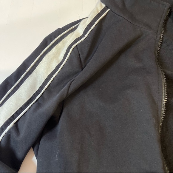 vintage black and white striped zip up hoodie y2k russian retro 80s workout - Picture 4 of 9